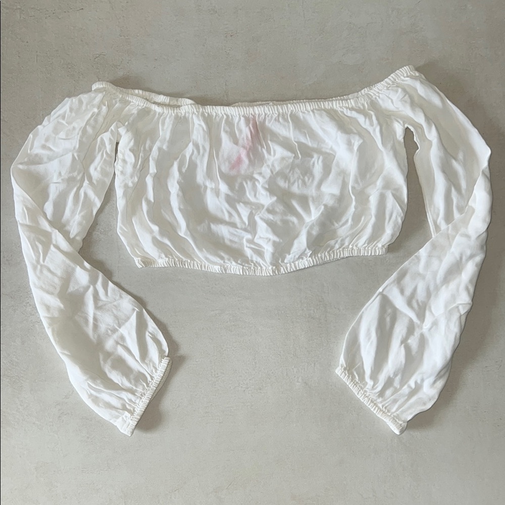 Element Wildflower S White Off Shoulder Crop Top Long Sleeve